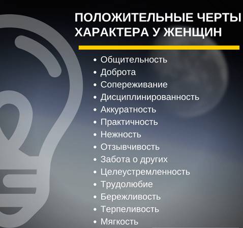 Перечисление черт характера у женщин