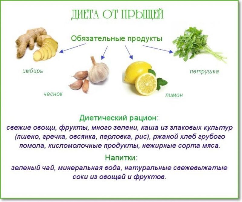 Рацион питания при прыщах